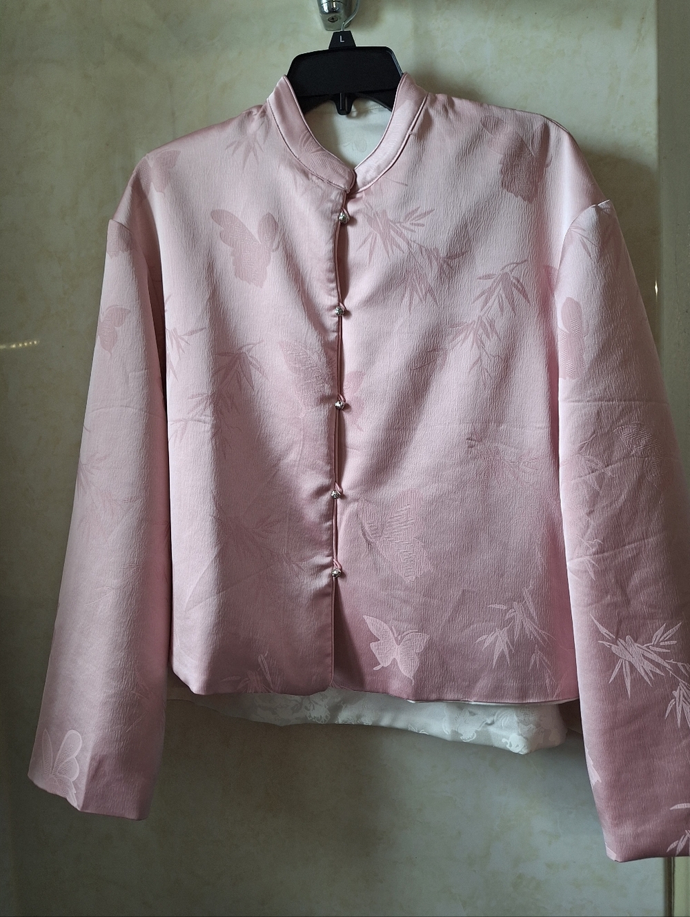 Pink Asian Jacket Floral Print Quilted